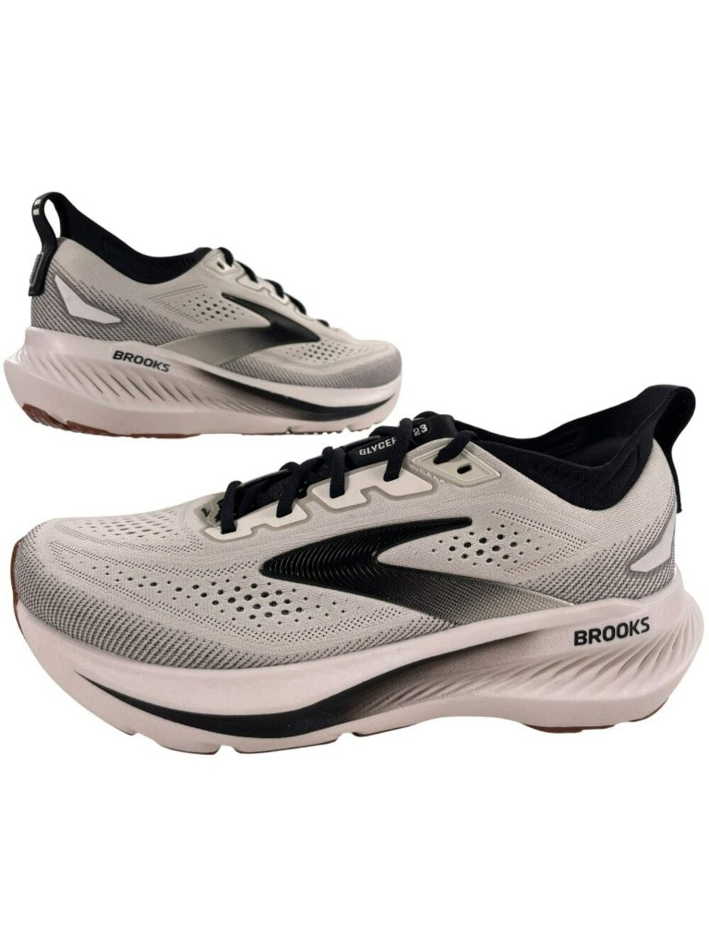 Brooks Glycerin 23 Running Athletic Shoes White/Black/Gum Men's Size 9 Wide NEW